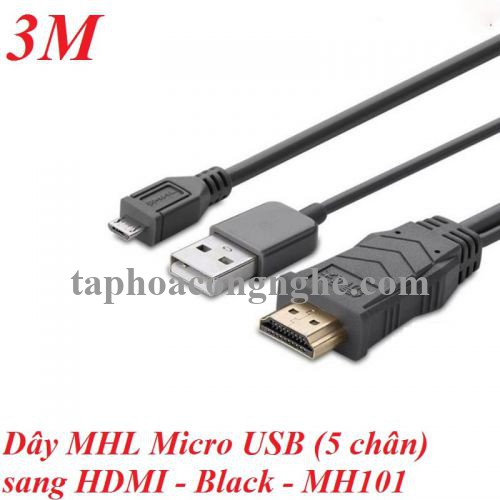 Ugreen 20138 3M màu Xám Cáp MHL Micro USB sang HDMI MH101 30020138